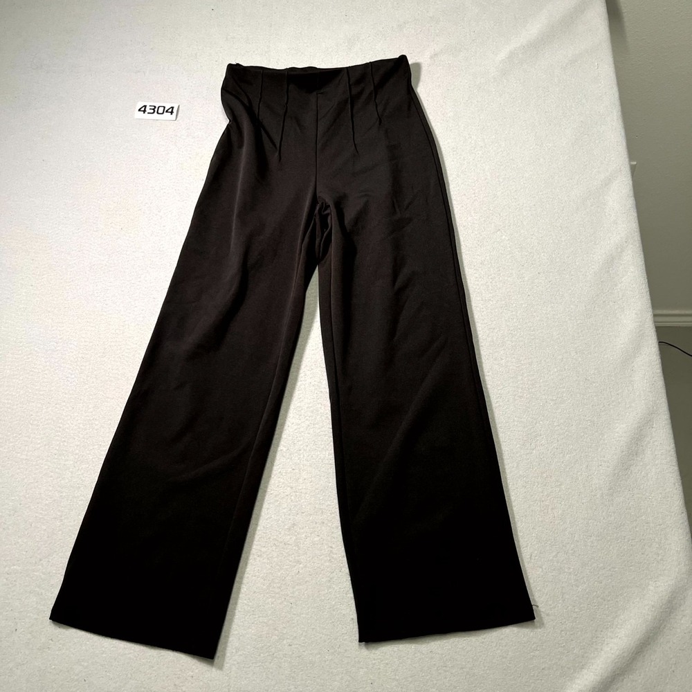 New Mix Pants Women Large Black Stretch Pleated High Waist Yoga Wide Leg Pull On